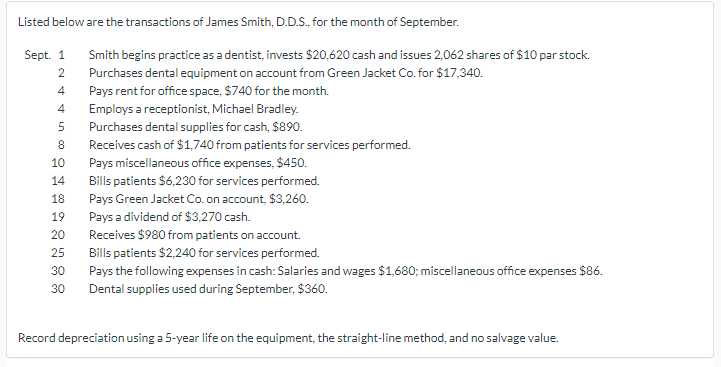 dentist, invests $20,620 cash and issues 2,062 shares of $10 par stock.