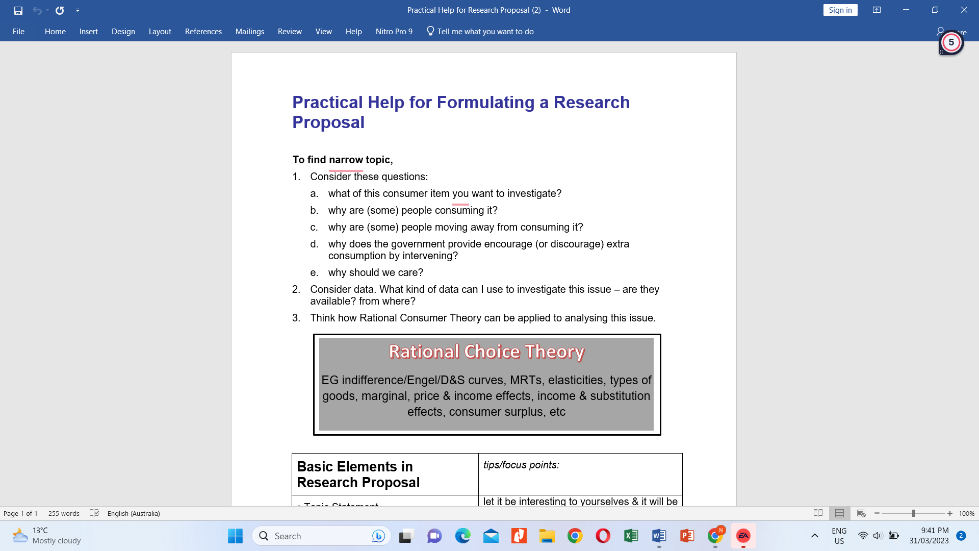  Practical Help for Research Proposal (2) - Word Sign in X
