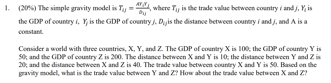 T}- }- is the trade value between country 1' and j, Y}-