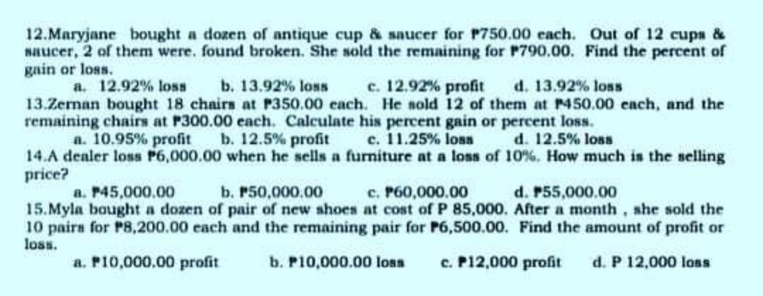 please answer and make solution 12. Maryjane bought a dozen of antique