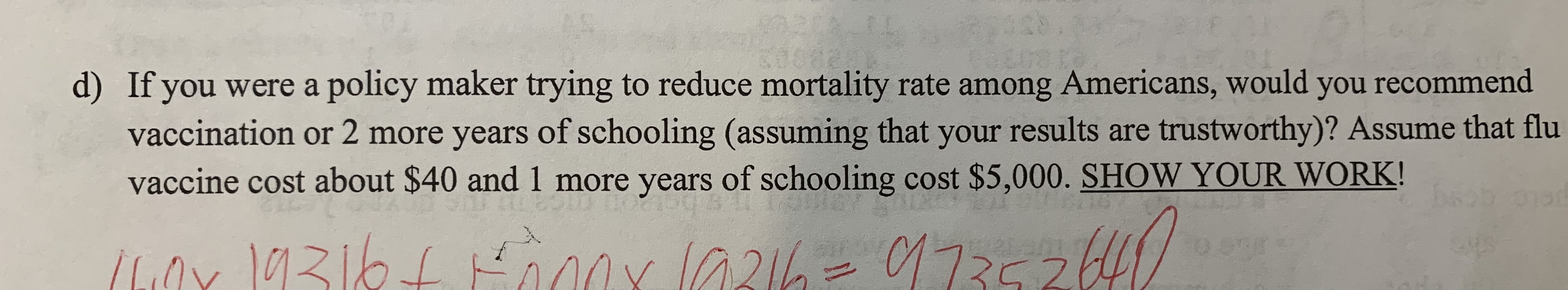 dying in the next 5 years as a function of age, education,