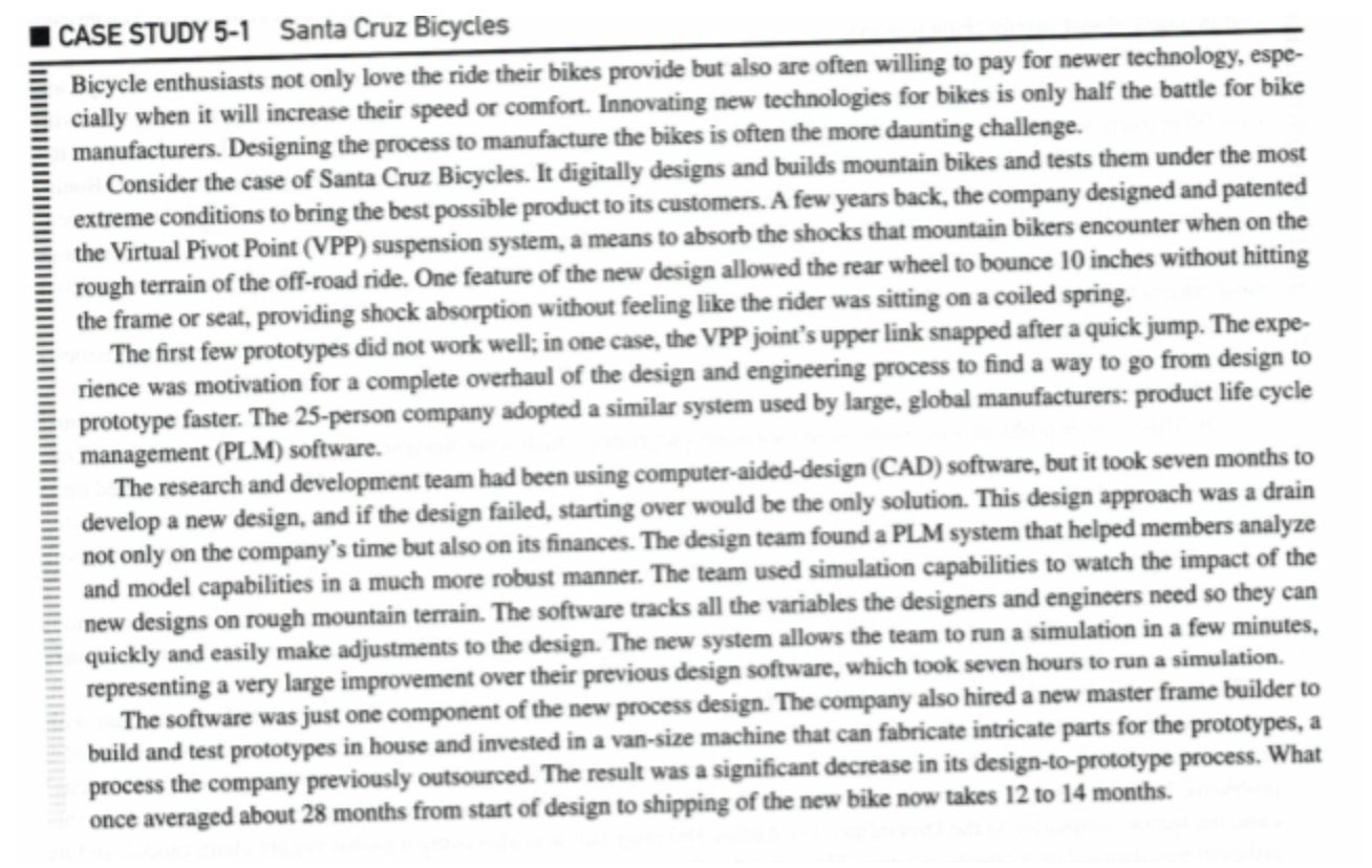 CASE STUDY 5-1 Santa Cruz Bicycles Bicycle enthusiasts only love tte ttrtr