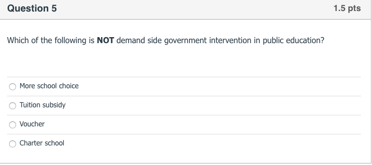 I need help with this question for Econ. Thanks Question 5 1.5