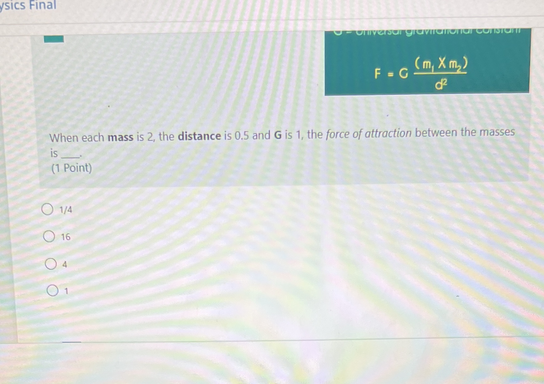  ysIcs Final F - G ( m, X m2 ) When