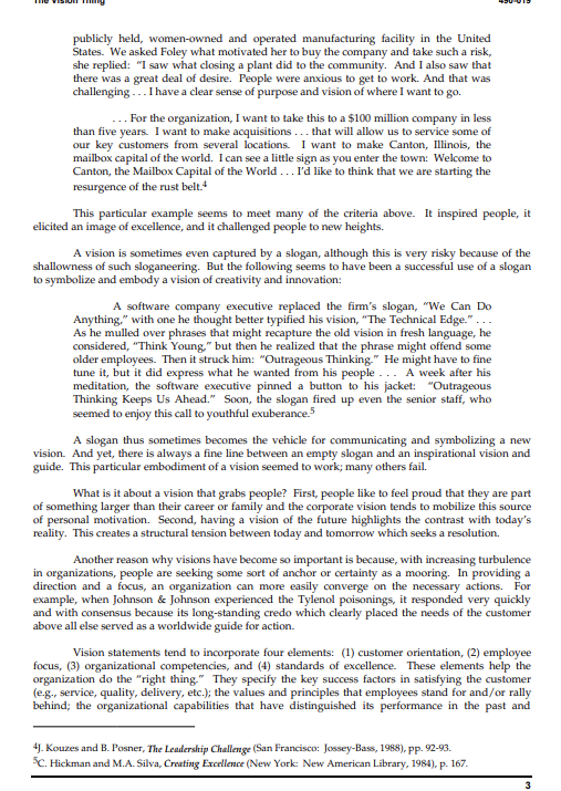 for you as a manager? What did you learn? The Vision Thing