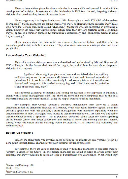 future includes change, particularly of the transformational sort, having a vision of