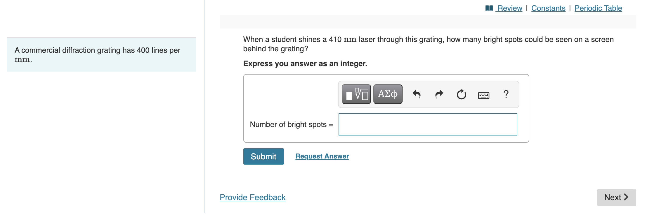 I Review | Constants | Periodic Table When a student shines