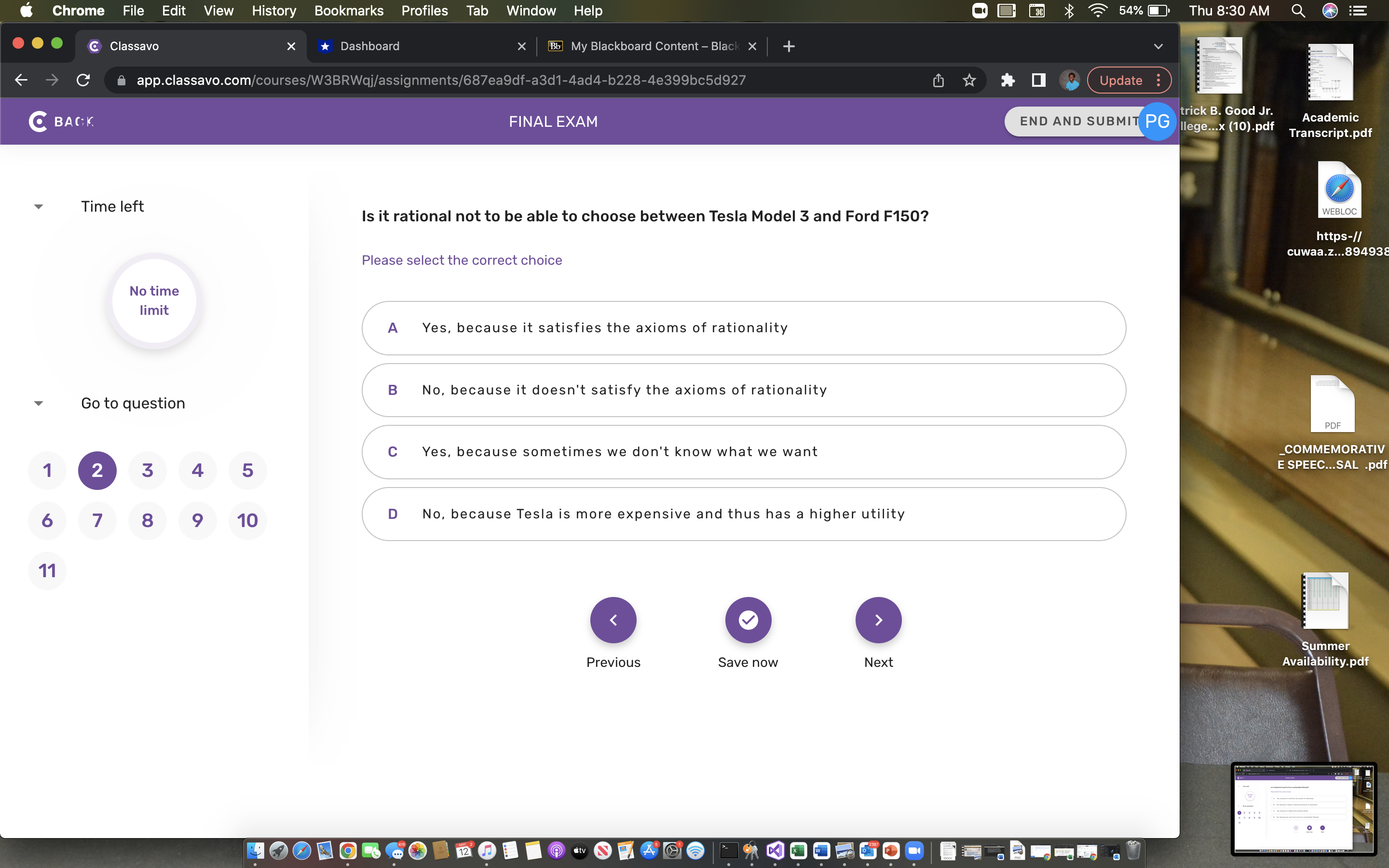 Thu 8:29 AM Q QE Classavo Dashboard X Bb My Blackboard Content