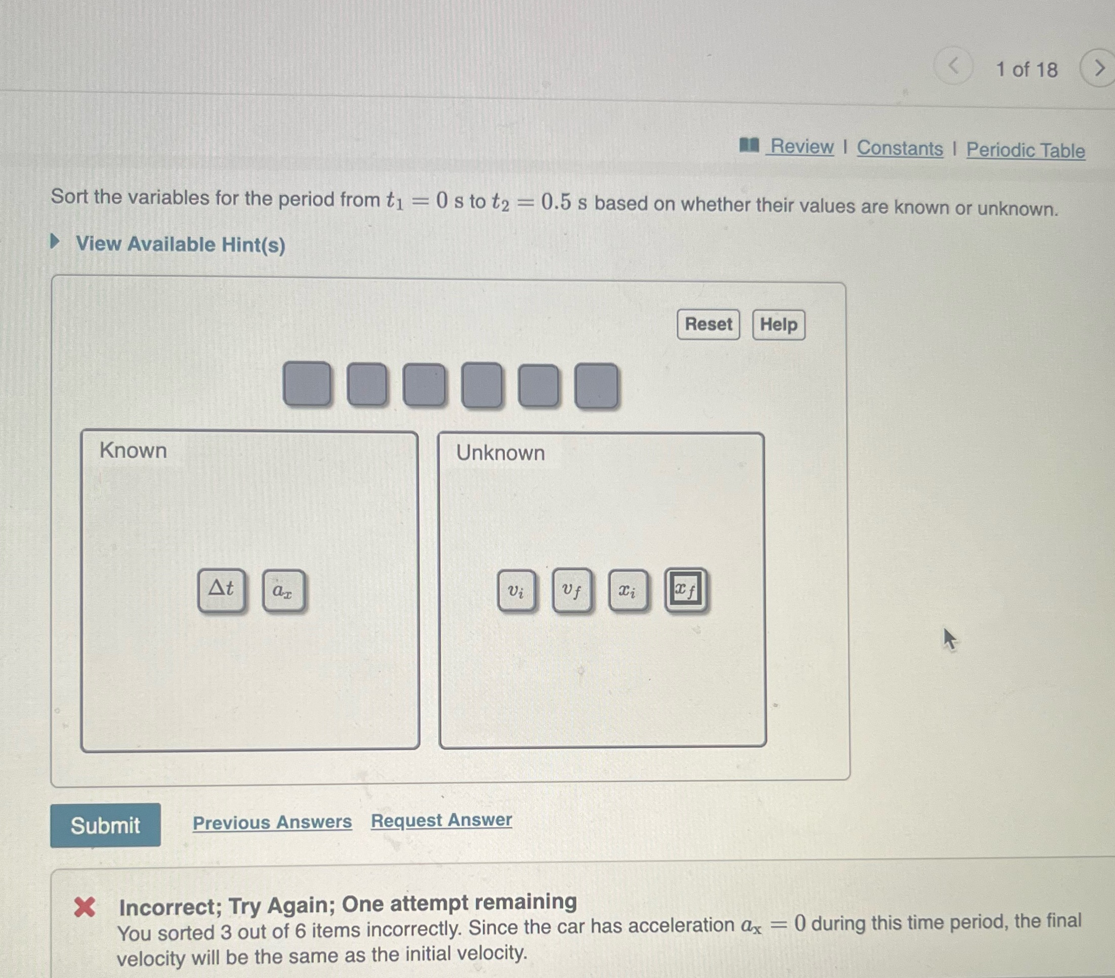Sort the variables for the period from tl 0 s to t2