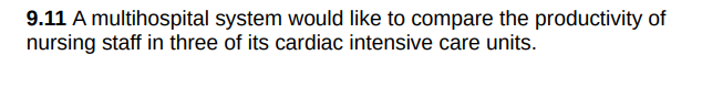9.11 A multihospital system would like to compare the productivity of