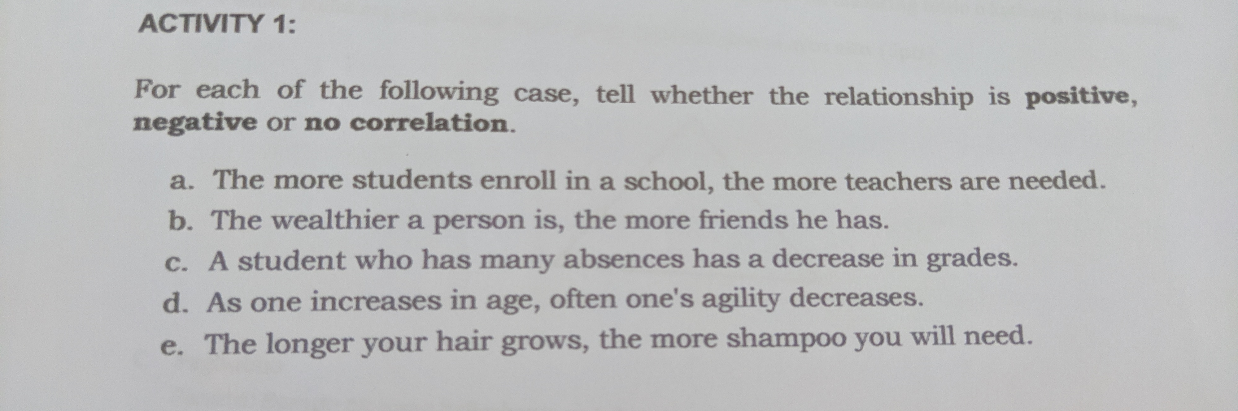 the possible Type I and Type II errors.ACTIVITY 1: For each of