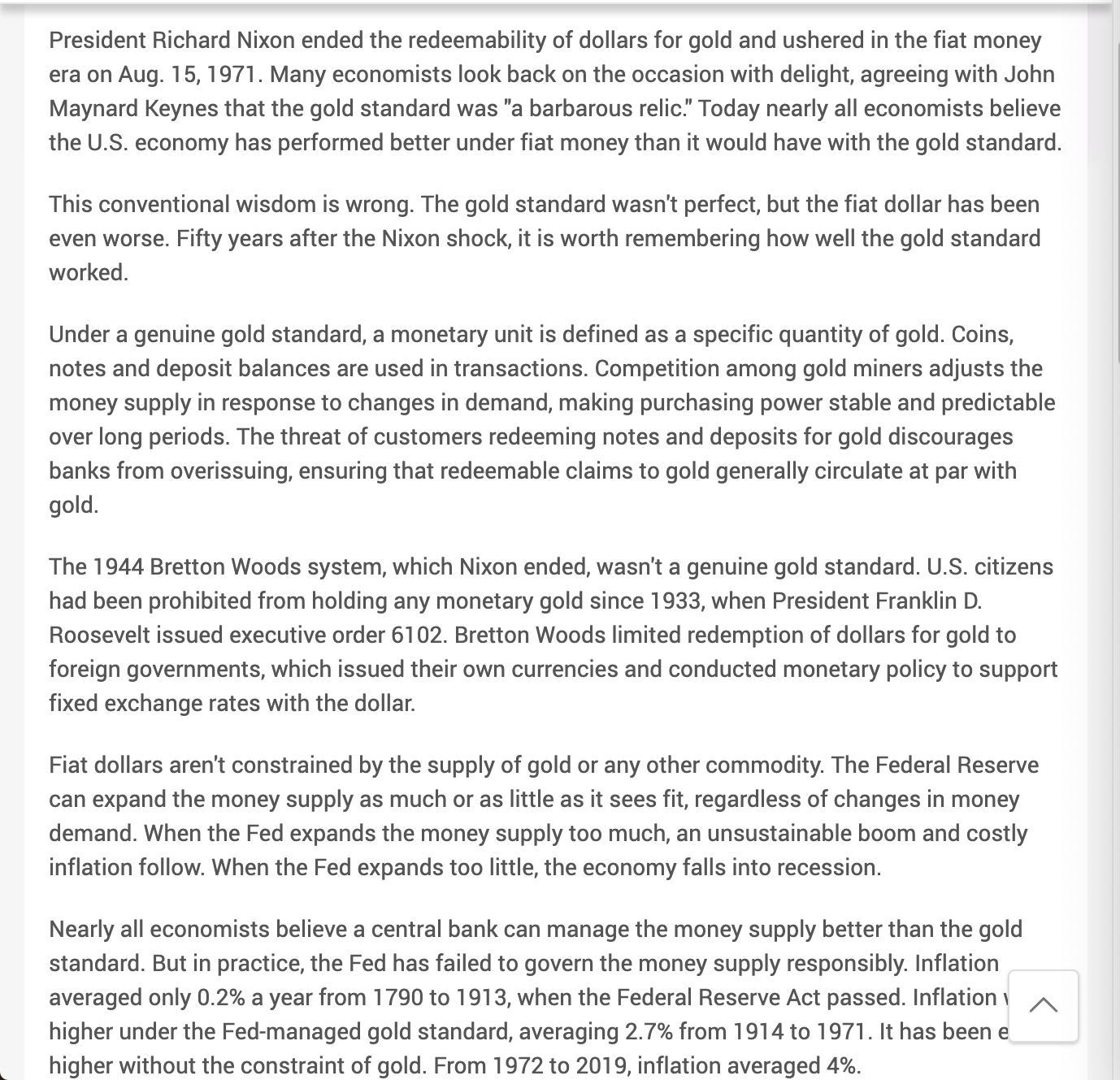 What seems to be today's take-away from experience with the modern central