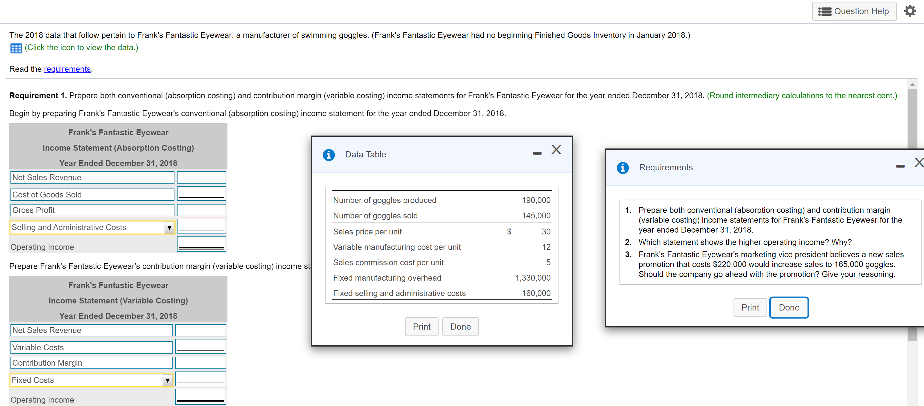 Hi, I need help Question Help 1&- The 2018 data that follow
