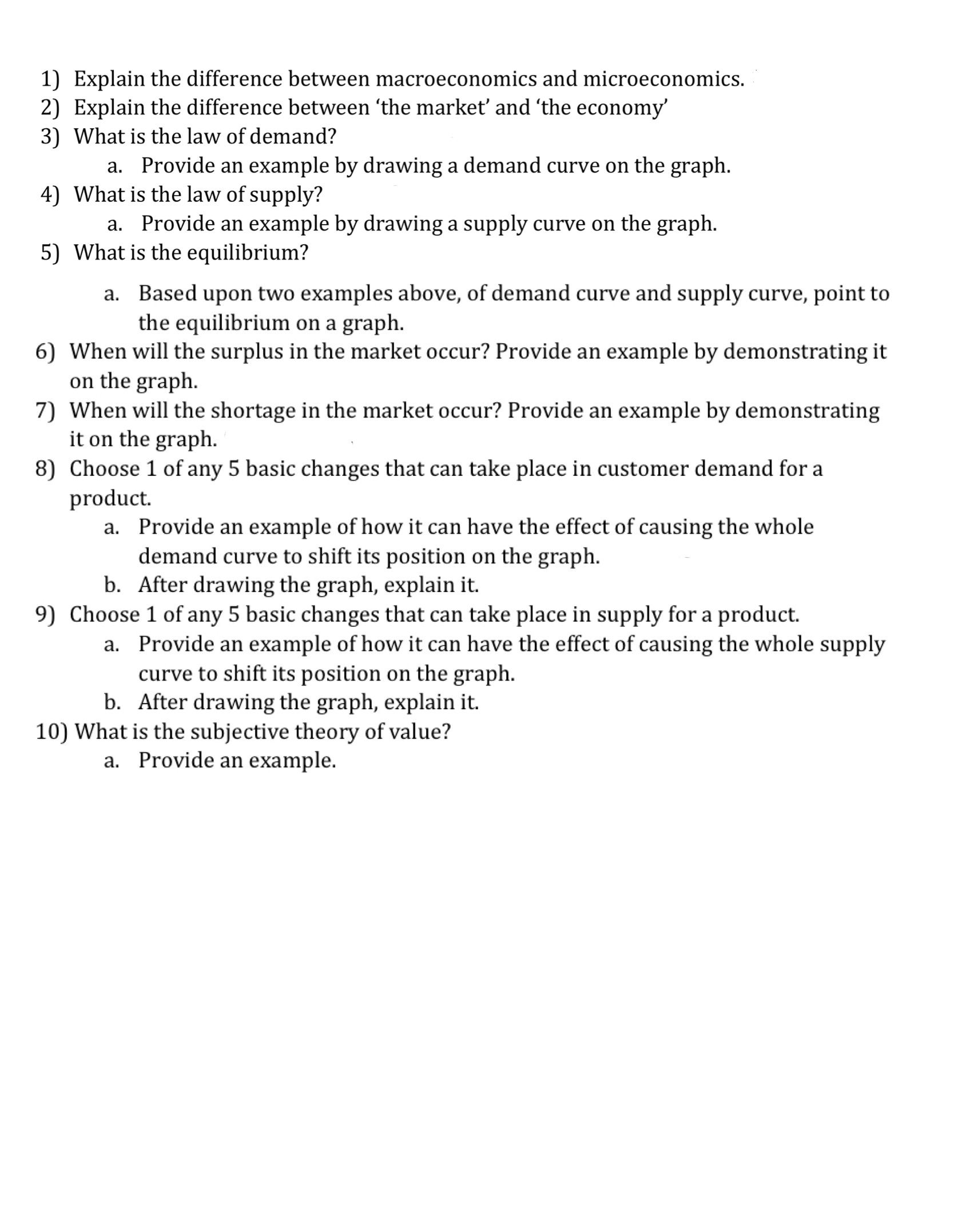 the difference between 'the market' and 'the economy' 3) What is the
