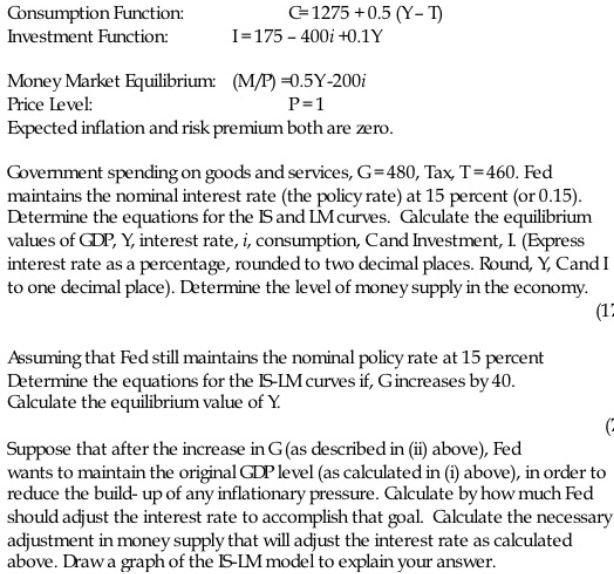 risk premium both are zero. Government spending on goods and services, G=480,