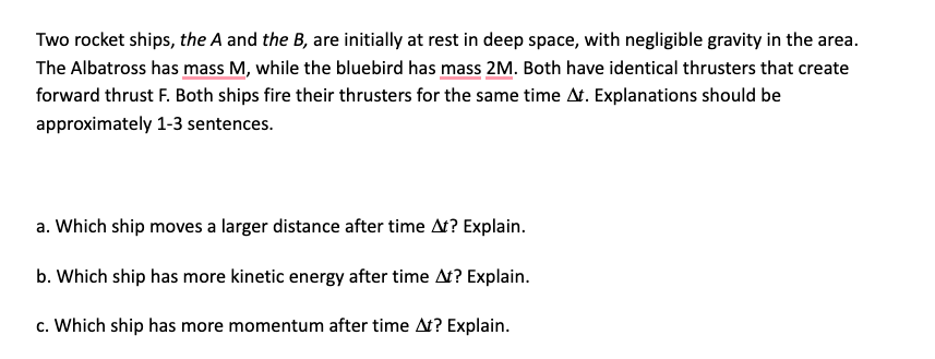 rest in deep space, with negligible gravity in the area. The Albatross