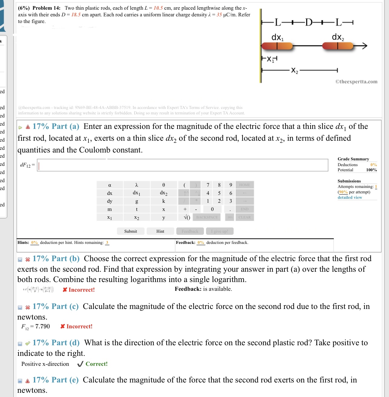 ed ed ed ed (6%) Problem 14: Two thin plastic rods, each