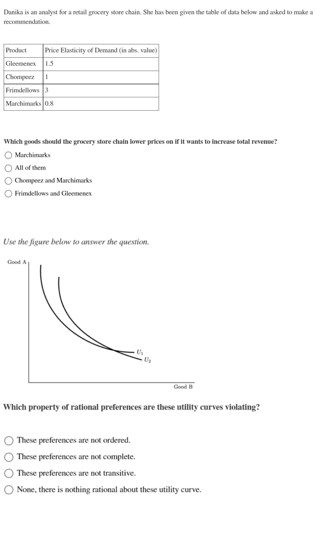 please answer Danika is an analyst for a retail grocery store chain.