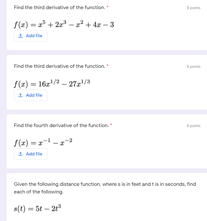 .1 Add file Find the third derivative of the function. * 8