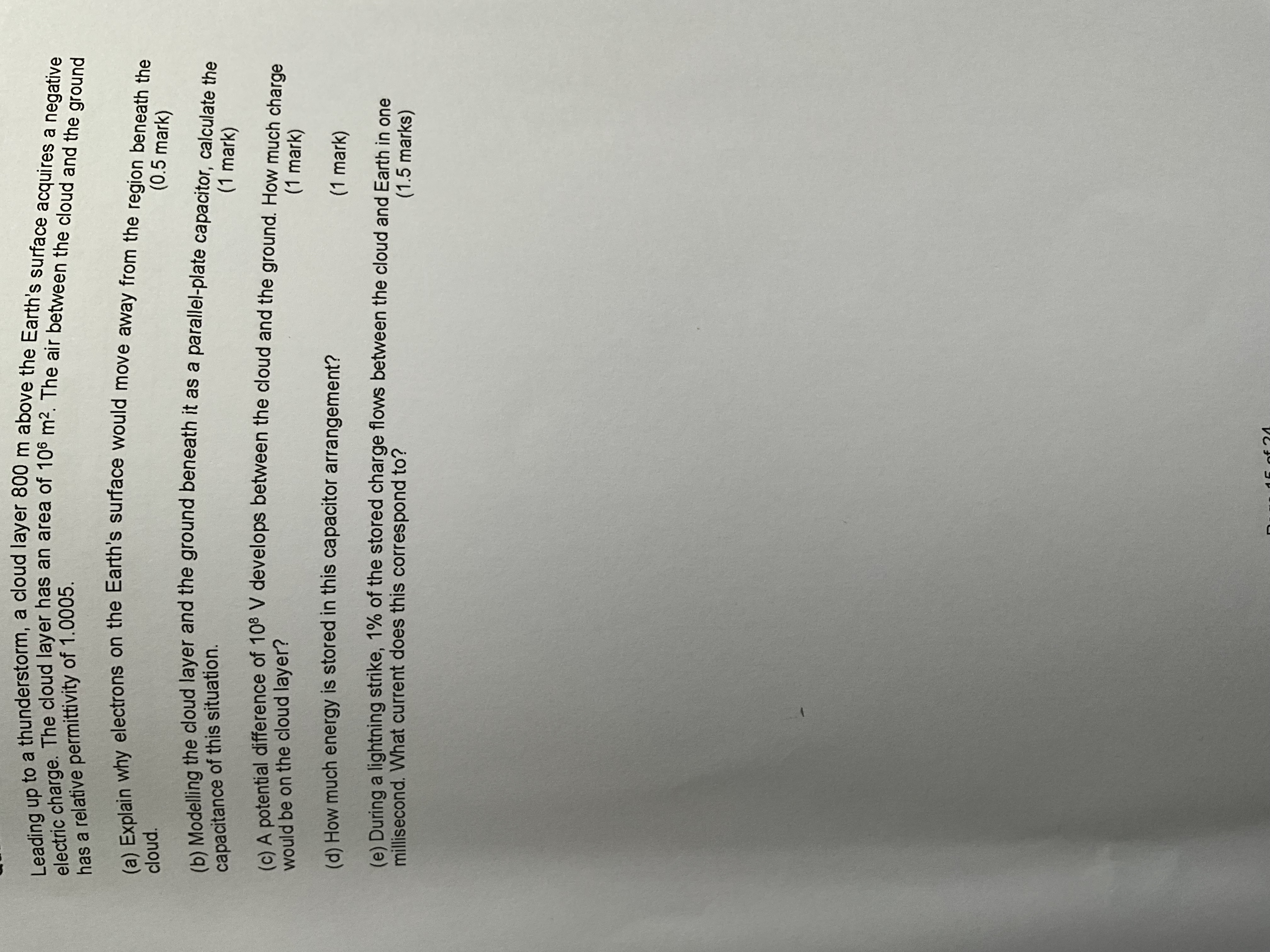 the Earth's surface acquires a negative electric charge. The cloud layer has