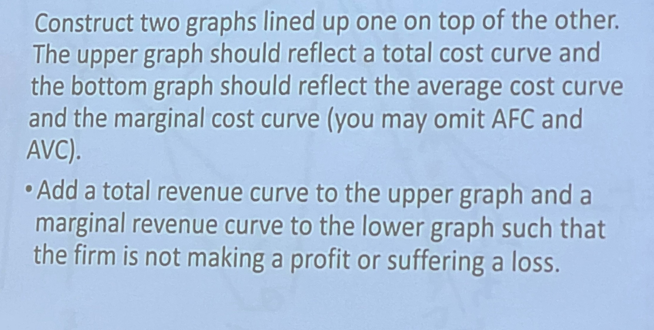 Construct two graphs lined up one on top of the other.