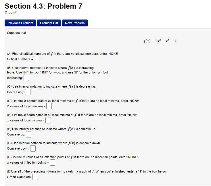Critical numbers = B) Use interval notation to indicate where f(I) is