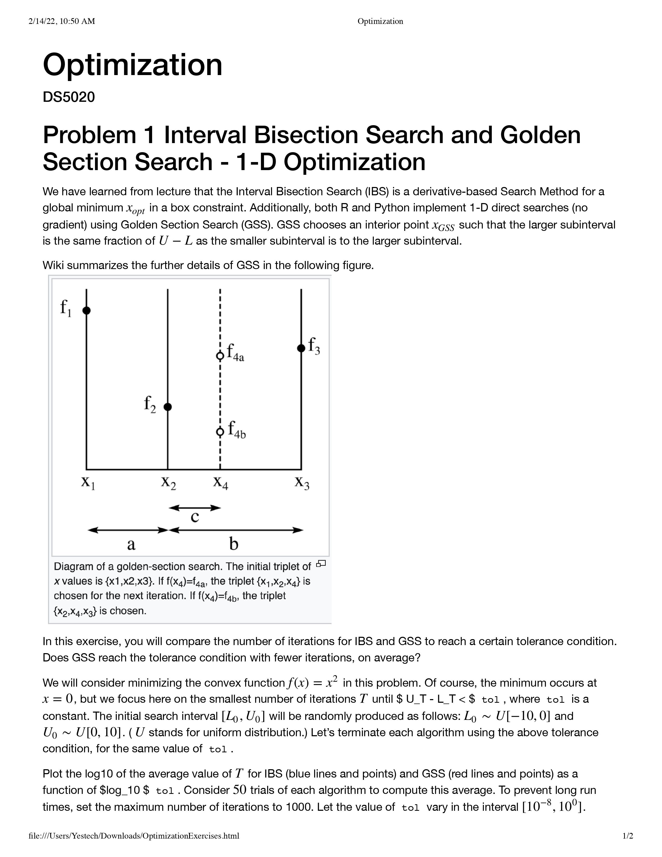 lecture that the Interval Bisection Search (IBS) is a derivativebased Search Method