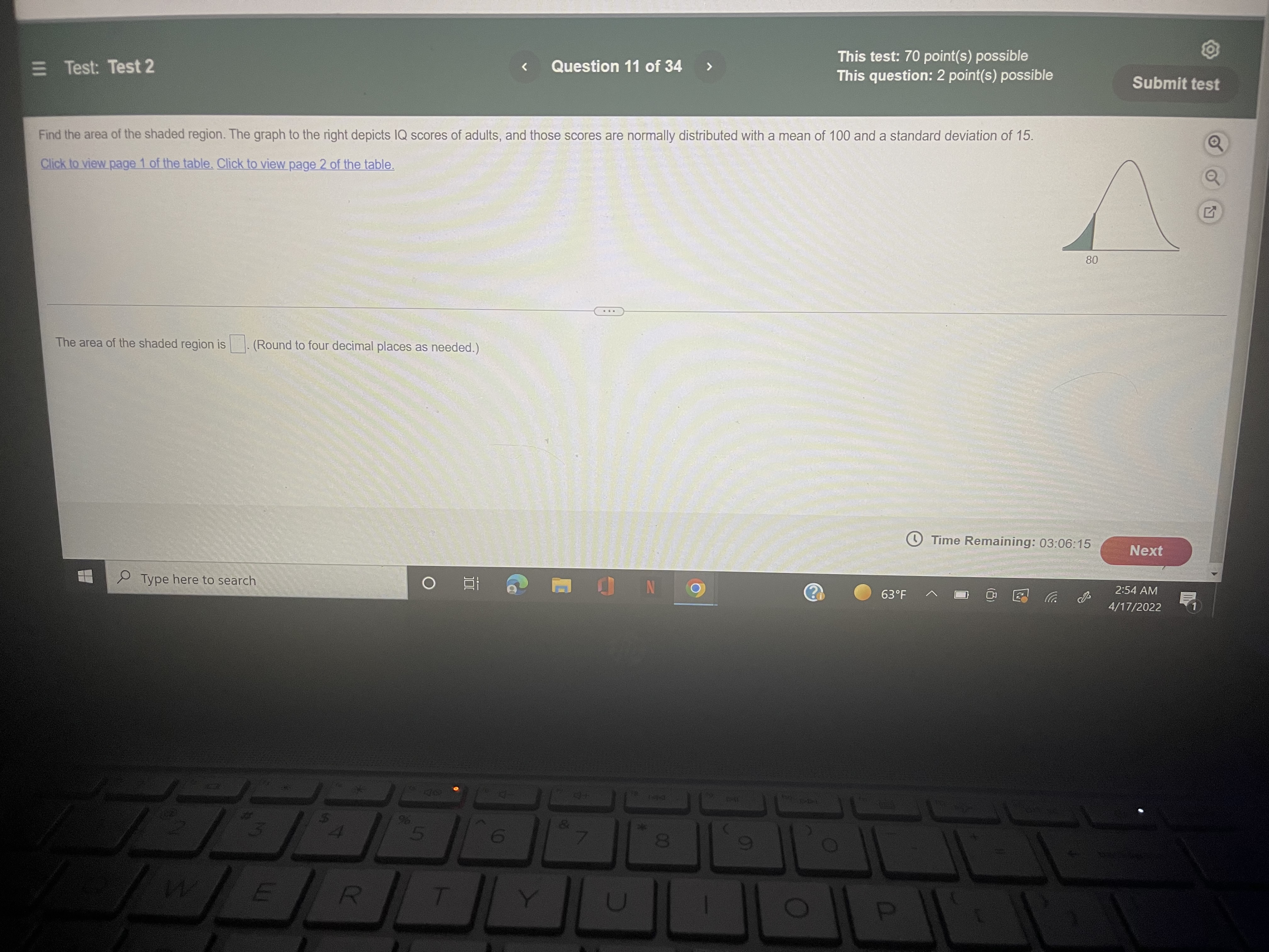 = Test: Test2 Question 11 of 34 This test: 70 point(s) possible