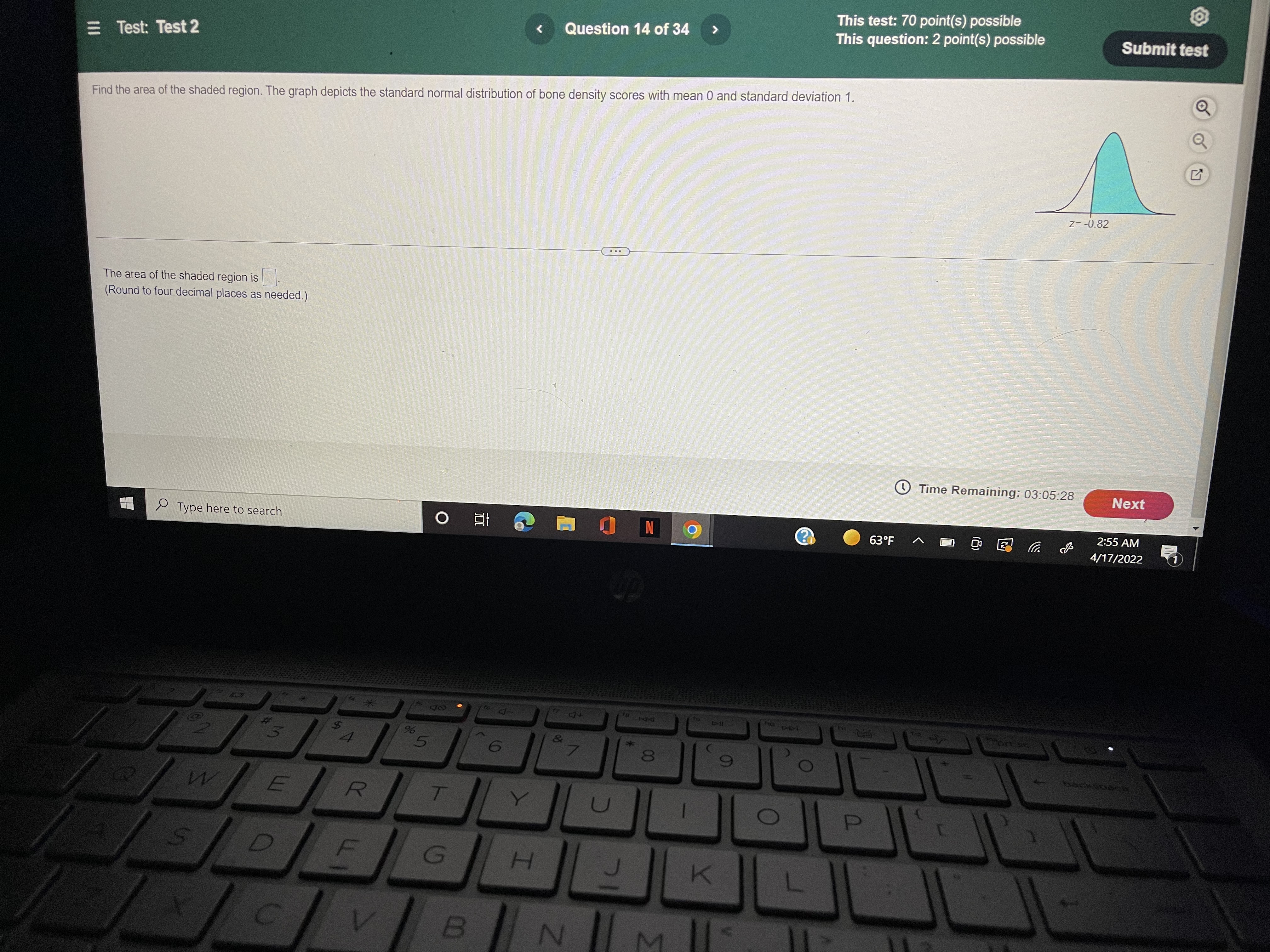 and those scores are normally distributed with a mean of 100 and