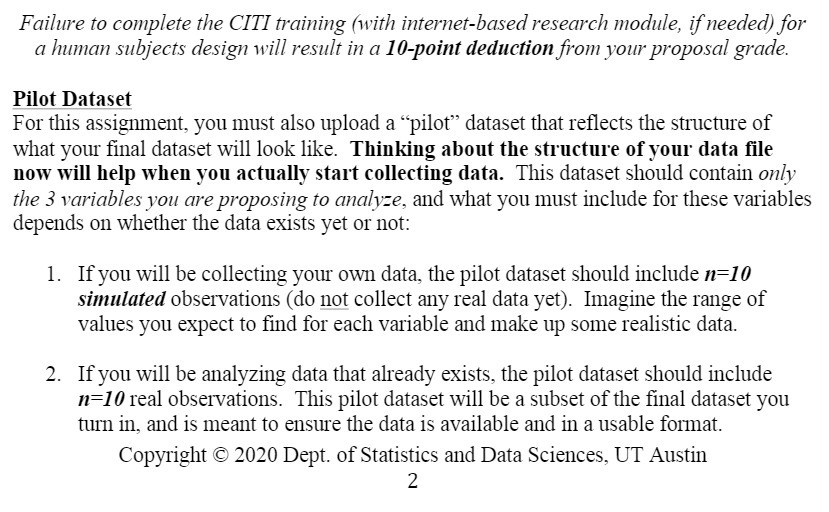 needed) for a human subjects design will result in a 10-point deduction