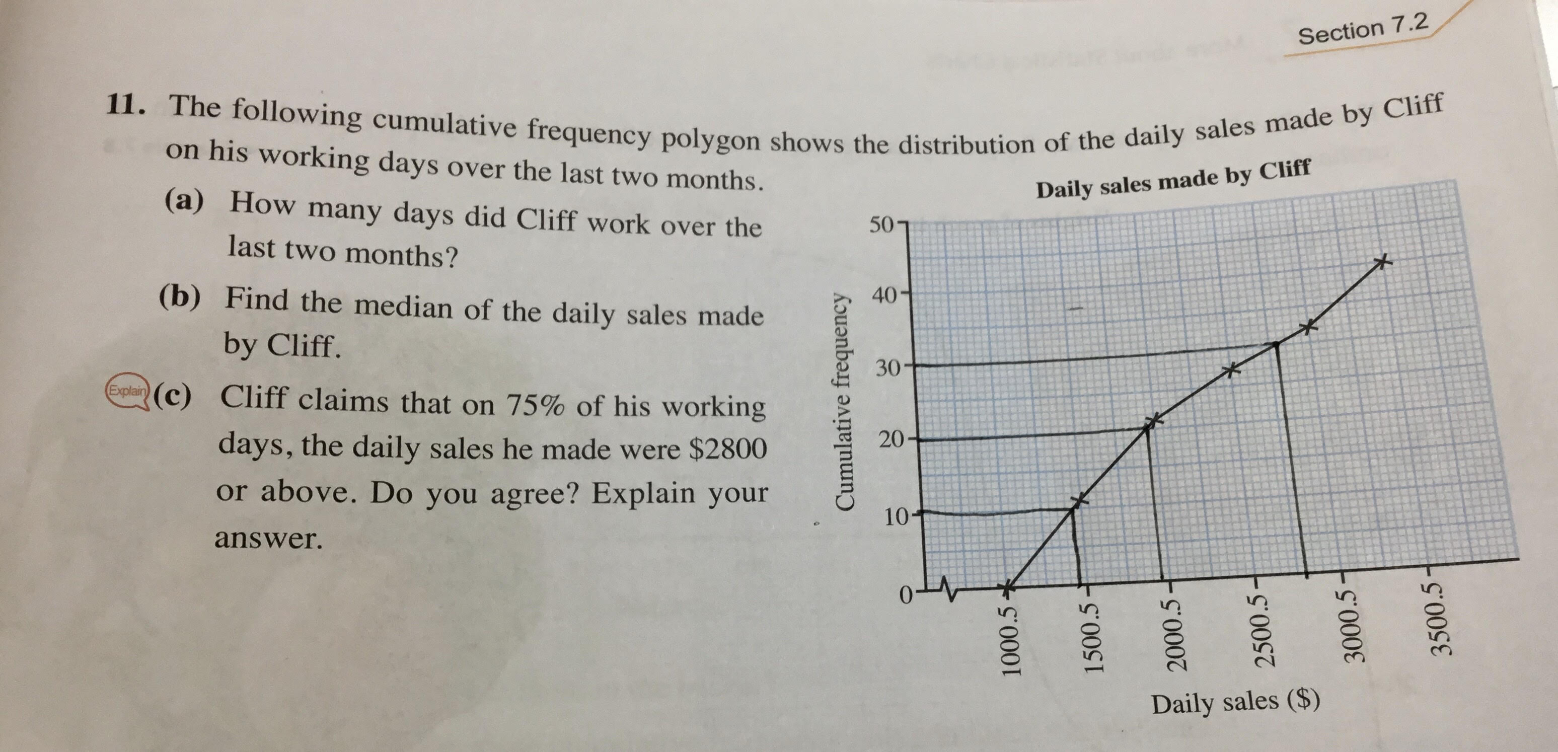 Hi, pls help to solve this question. Thanks. Section 7.2 11. The