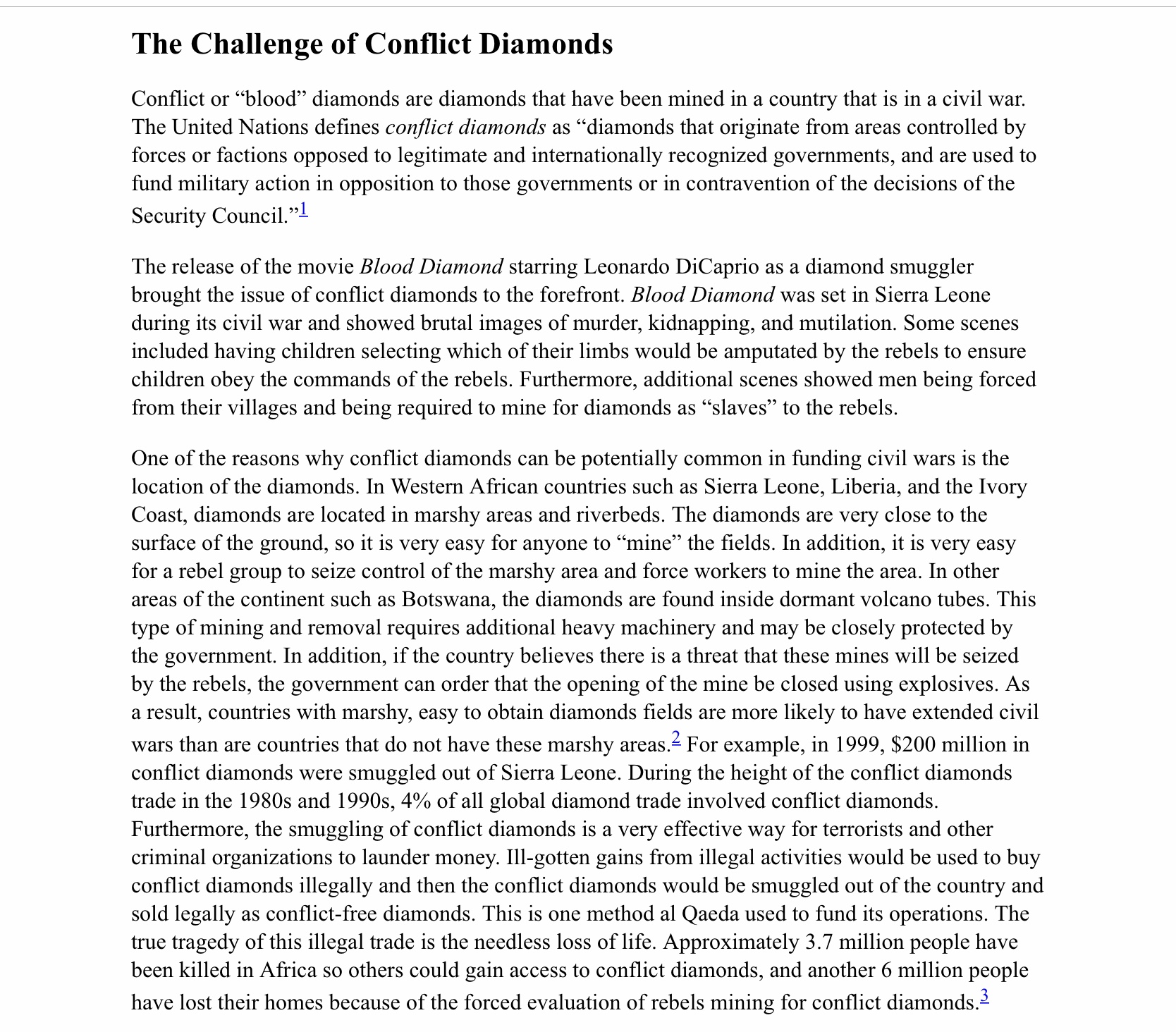 is :Instructions for - De Beers and the Conflict Diamonds: A Monopoly