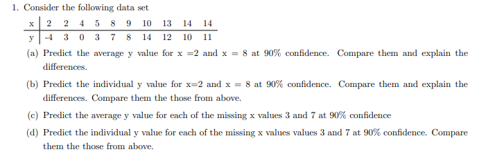 1. Consider the following data set X 2 2 4 5