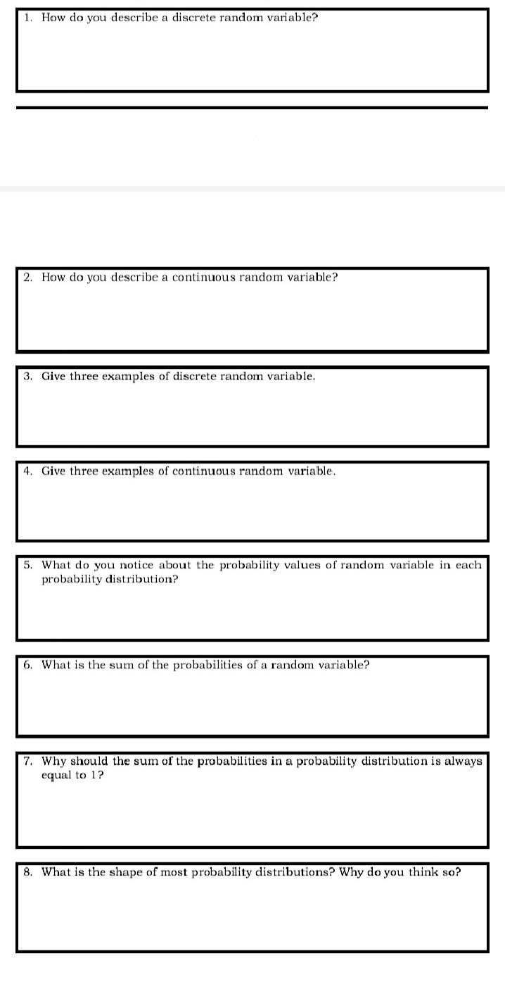  Statistics and probability Make a study about how many sheets of