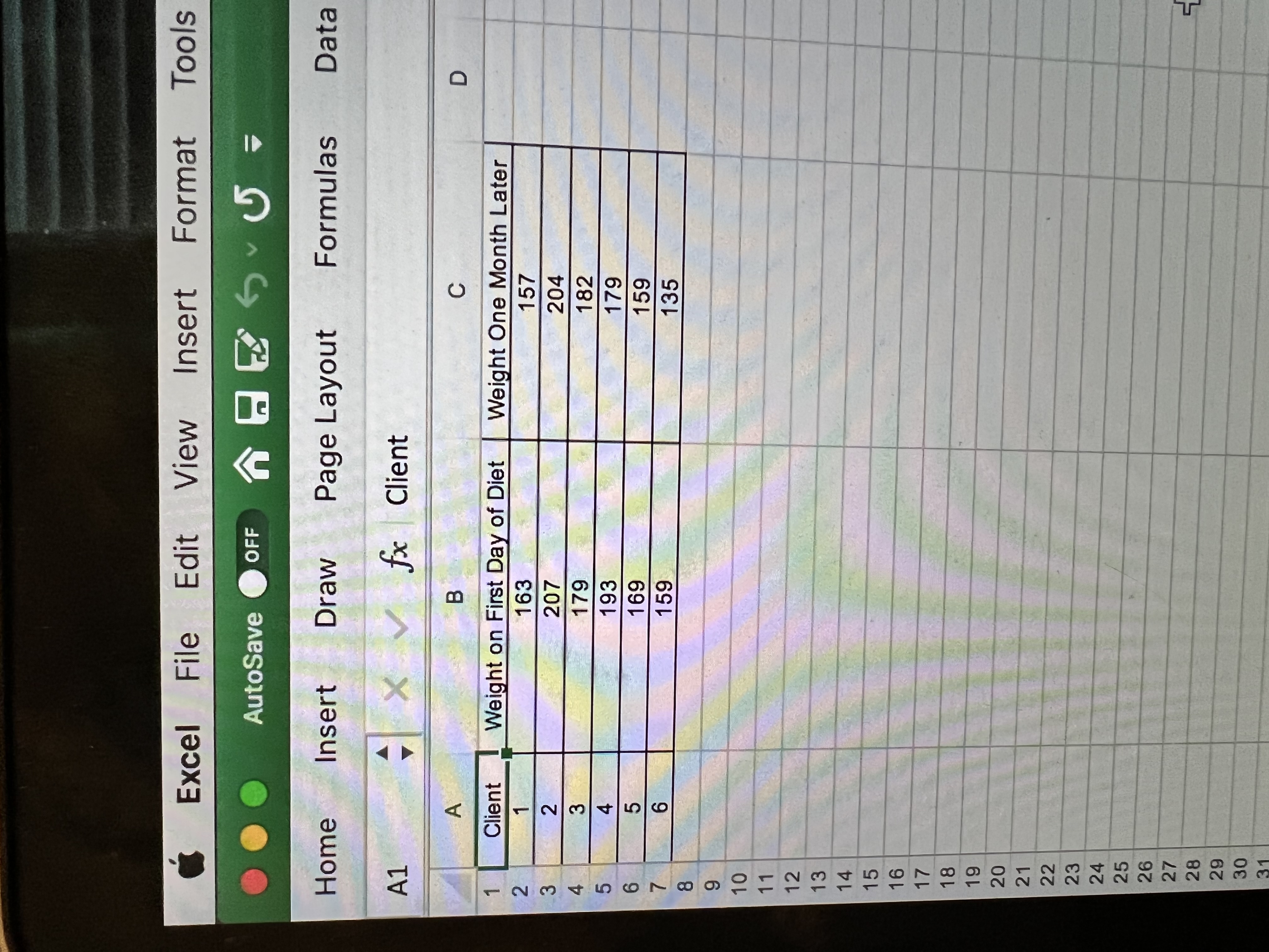  Excel File Edit View Insert Format Tools AutoSave OFF Home Insert