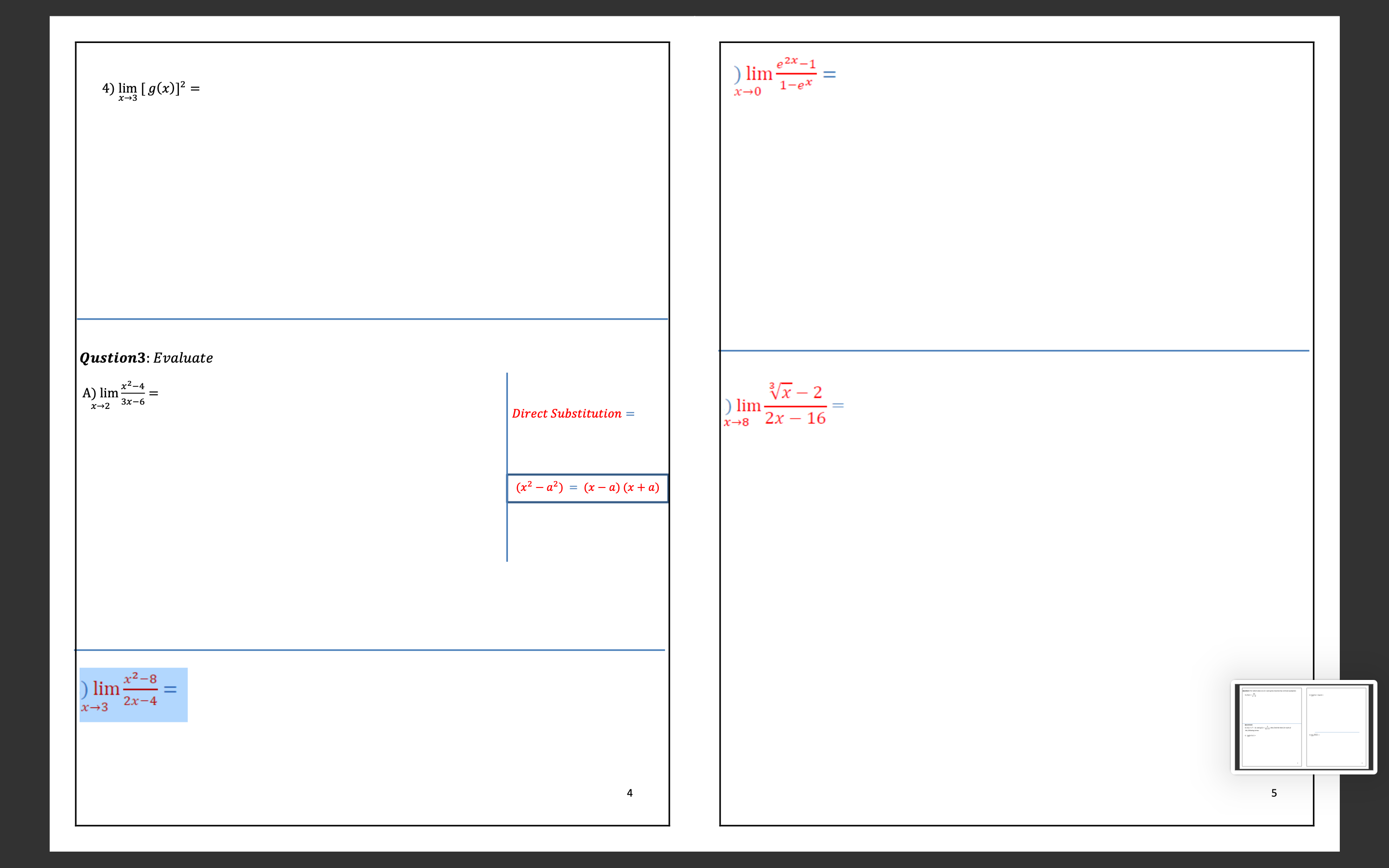  Question1: For which value (s) of x each given function has