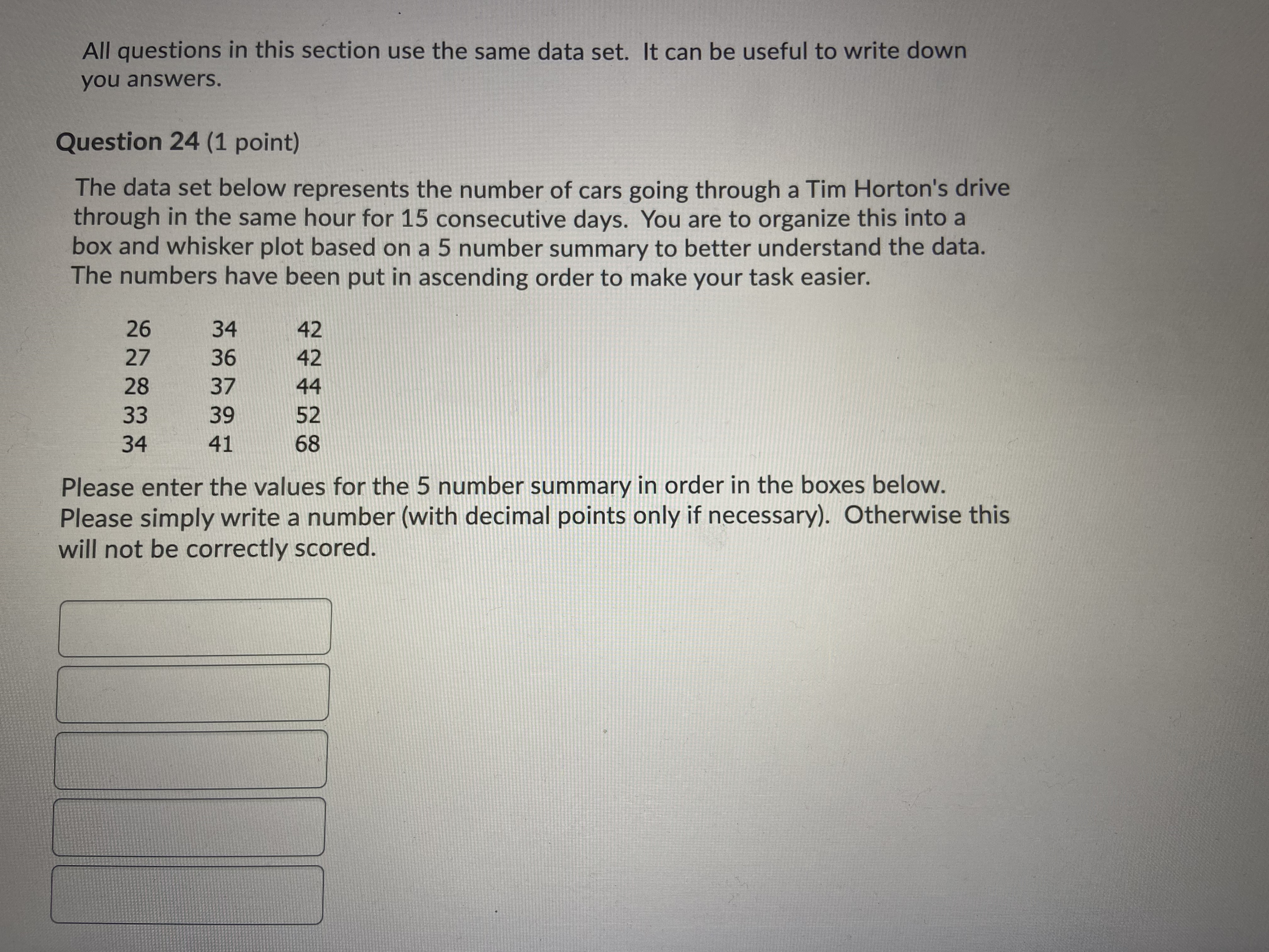 The data set below represents the number of cars going through a