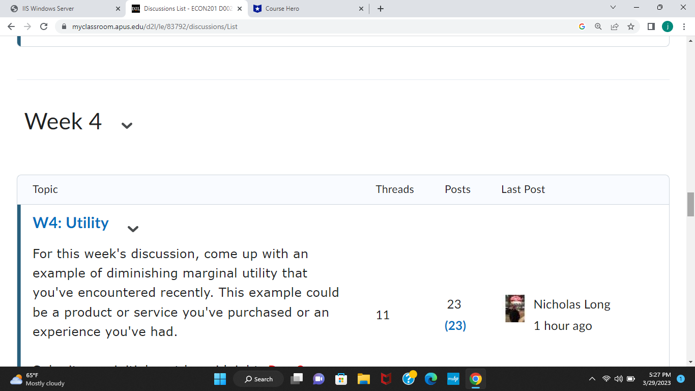 IIS Windows Server X 021 Discussions List - ECON201 D002 x