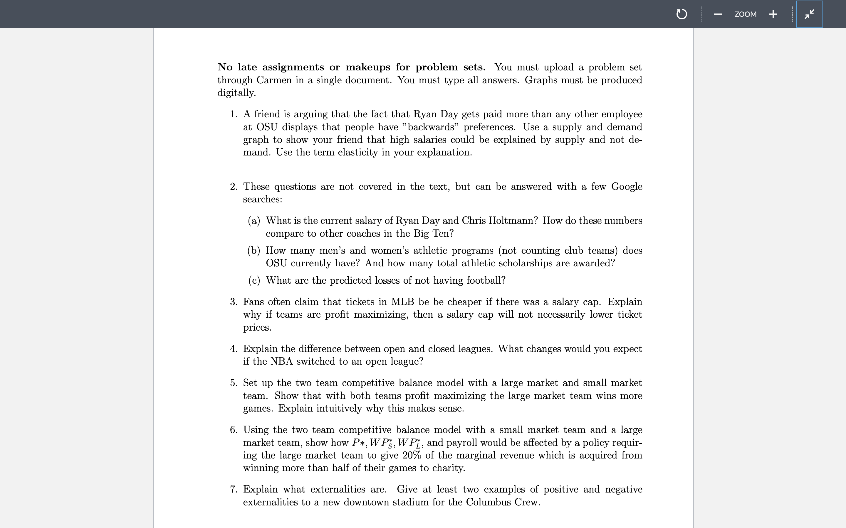  No late assignments or makeups for problem sets. You must upload