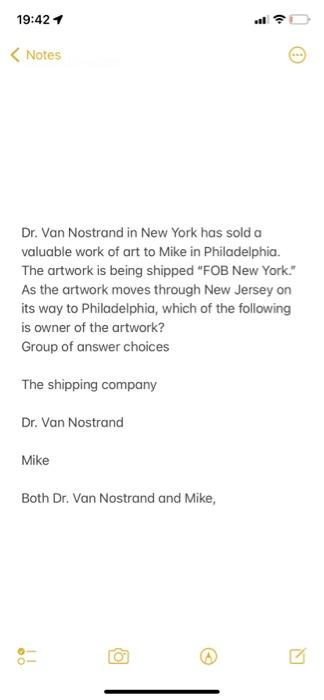 valuable work of art to Mike in Philadelphia. The artwork is being