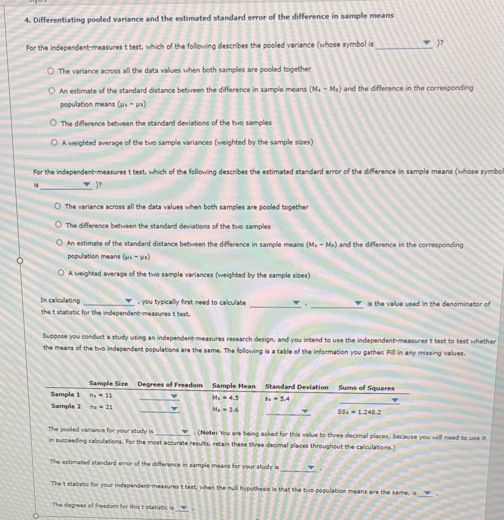 (Problem Set Ch10 Q4) please fill in the blanks (provide answers) for