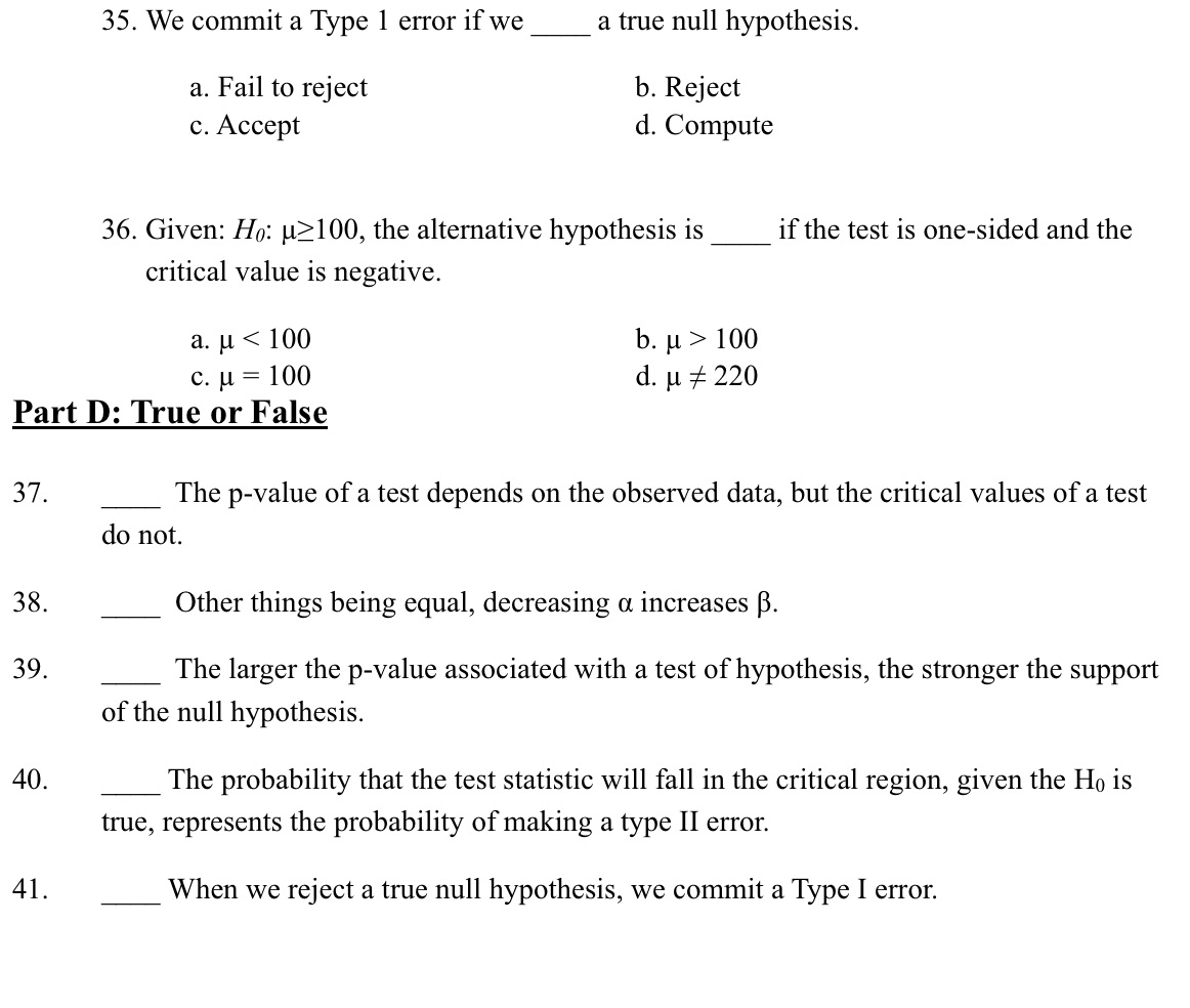 35-36 is multiple choice 37-41 is true or falsePlease answer! 35. We