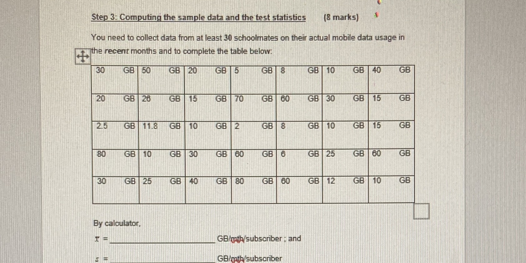 This is the given data Step 3: Computing the sample data and