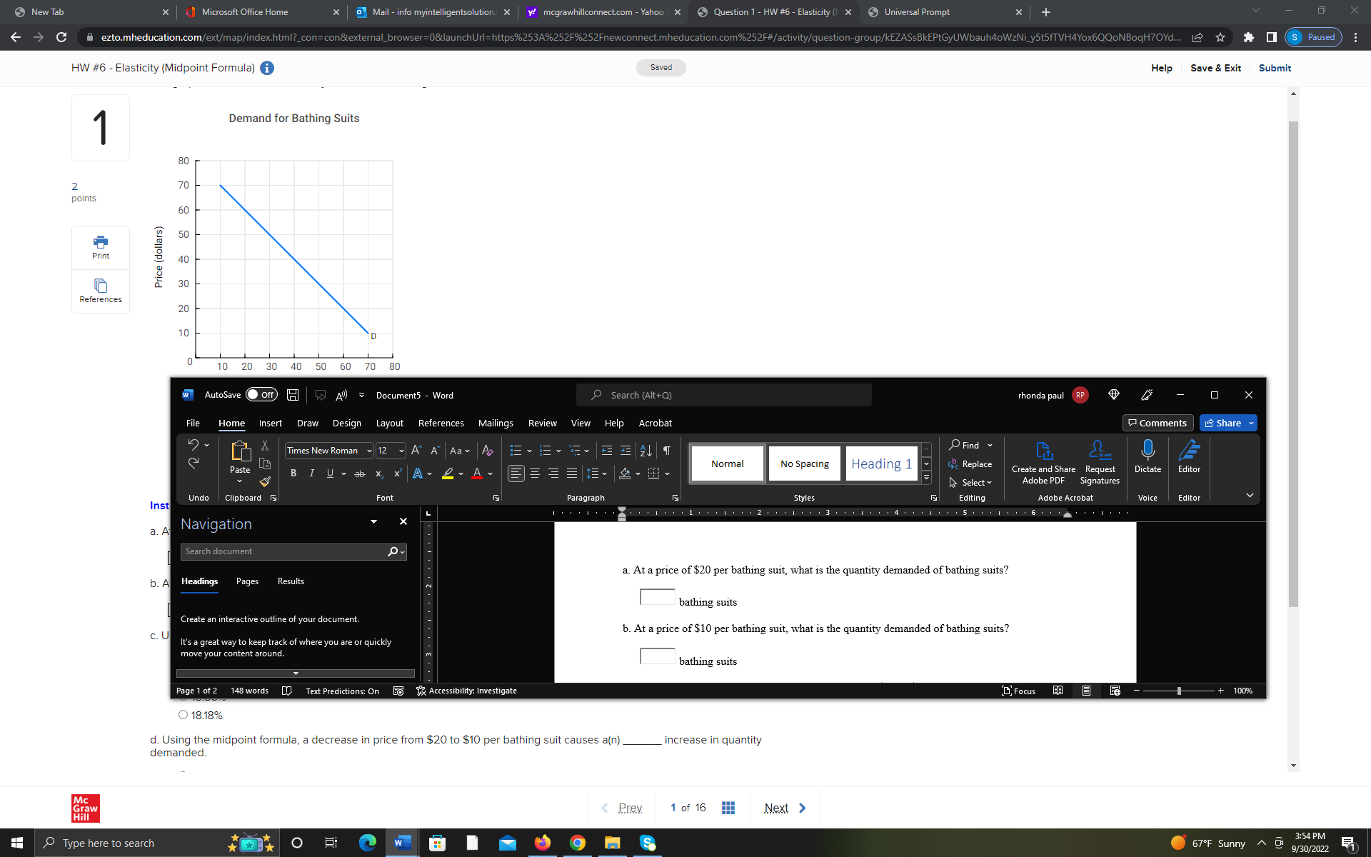 The graph below shows the weekly demand for bathing suits at a