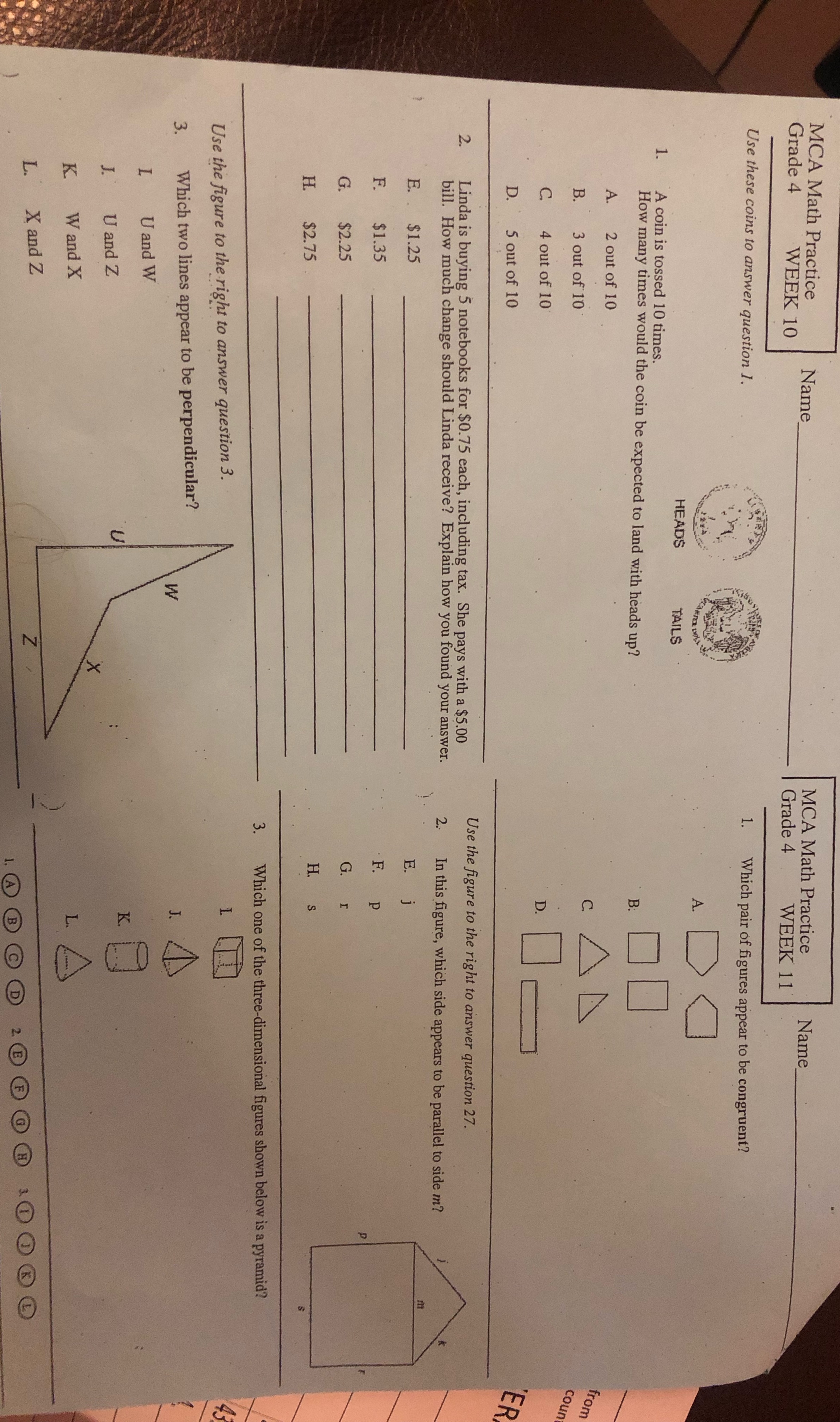  MCA Math Practice Name MCA Math Practice Name Grade 4 WEEK