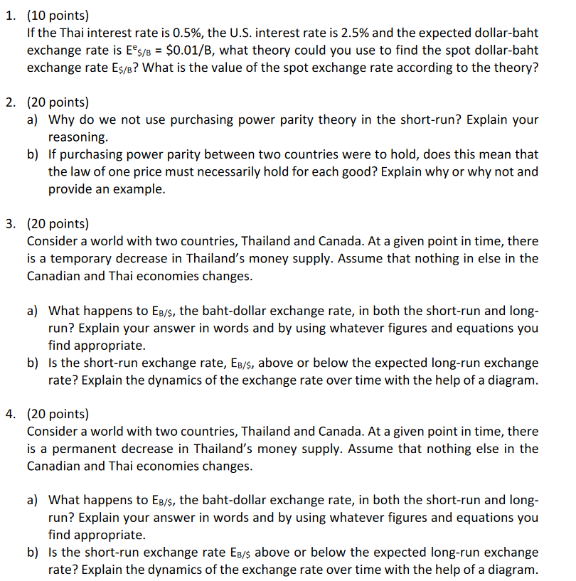 need help solving with work shown 1. (1o points) Ifthe Thai interest