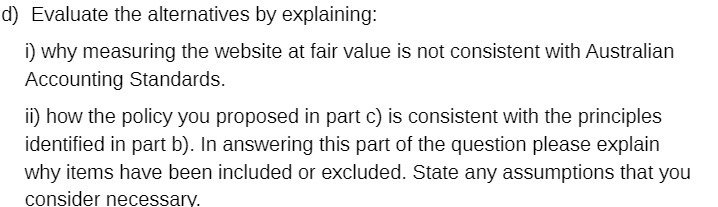 at fair value is not consistent with Australian Accounting Standards. ii} how