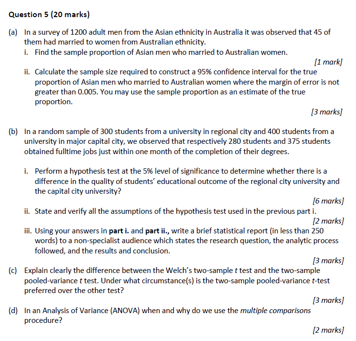 Hi, please help me work through this question :) Question 5 {20