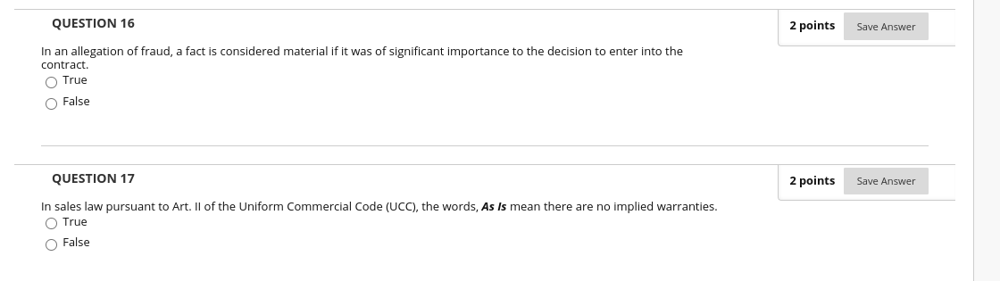 please see attachment QUESTION 16 2 points Save Answer contract. In an