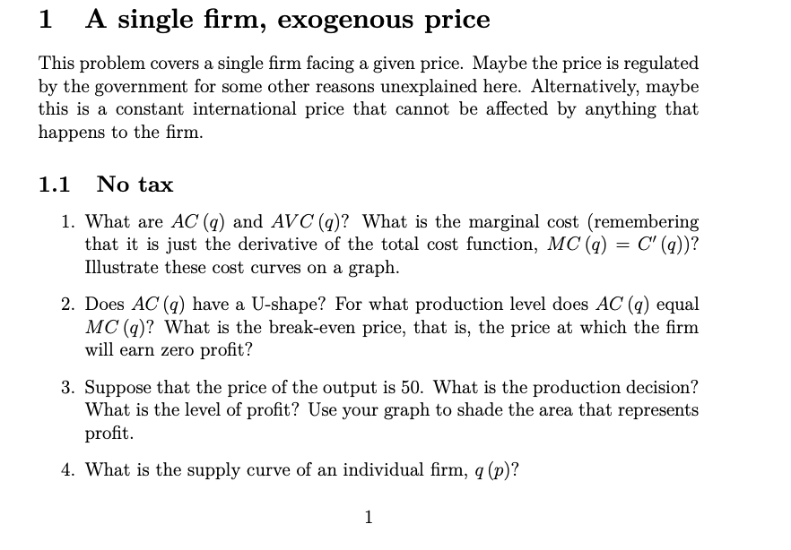 rm facing a given price. Maybe the price is regulated by the